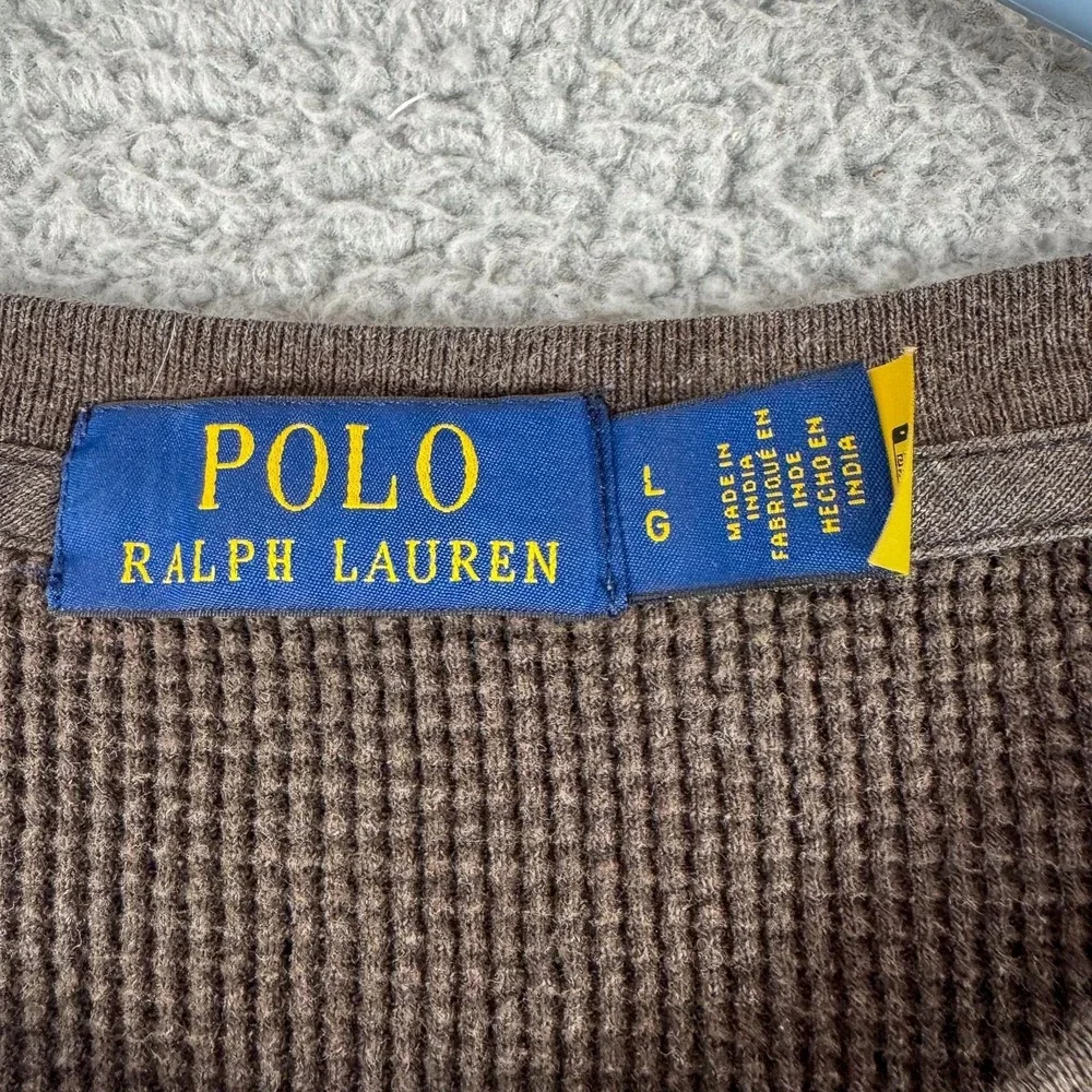 Polo Ralph Lauren Shirt‎ Mens Large Brown Waffle Thermal Long Sleeve Crewneck